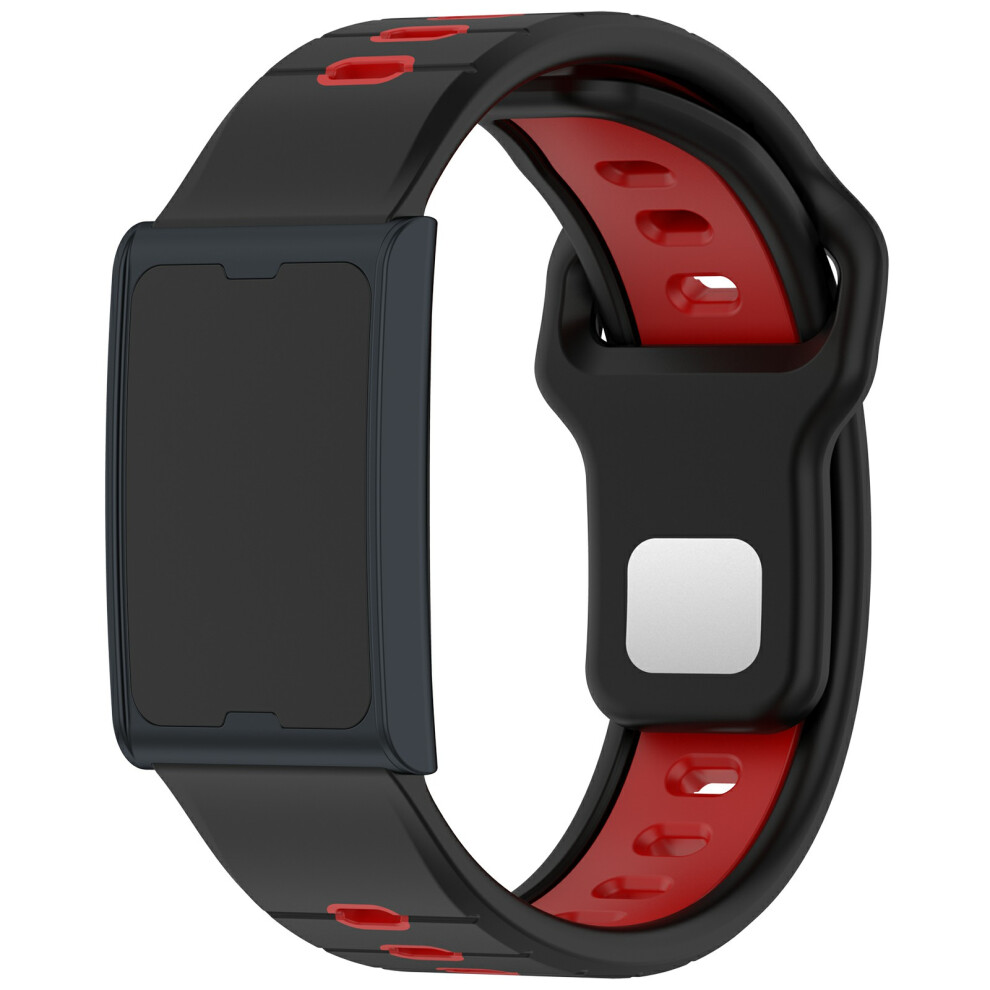 (+Red) For Huami Amazfit Helio Strap Dual Color Soft Silicone Watch Strap Adjustable Wristband Black/Red 6914287799967