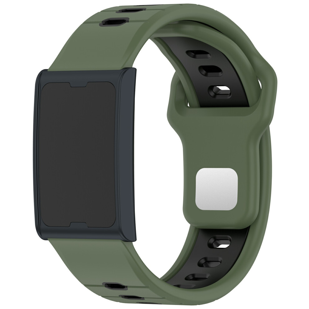 (Olive +Black) For Huami Amazfit Helio Strap Dual Color Soft Silicone Watch Strap Adjustable Wristband Green 6914280156354