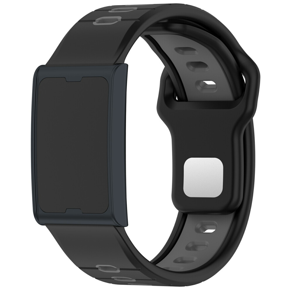 (+Grey) For Huami Amazfit Helio Strap Dual Color Soft Silicone Watch Strap Adjustable Wristband Black/Grey 6914289275612