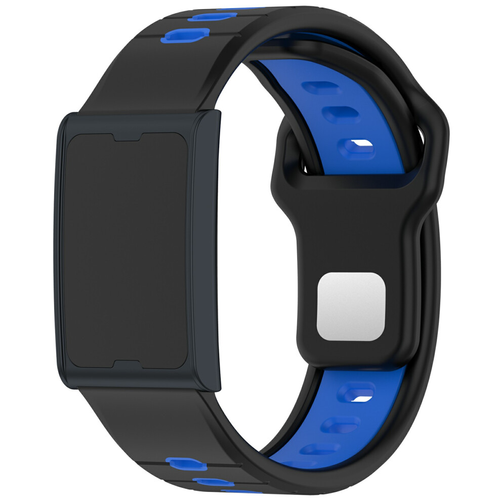 (+Blue) For Huami Amazfit Helio Strap Dual Color Soft Silicone Watch Strap Adjustable Wristband Black/Blue 6914289737486