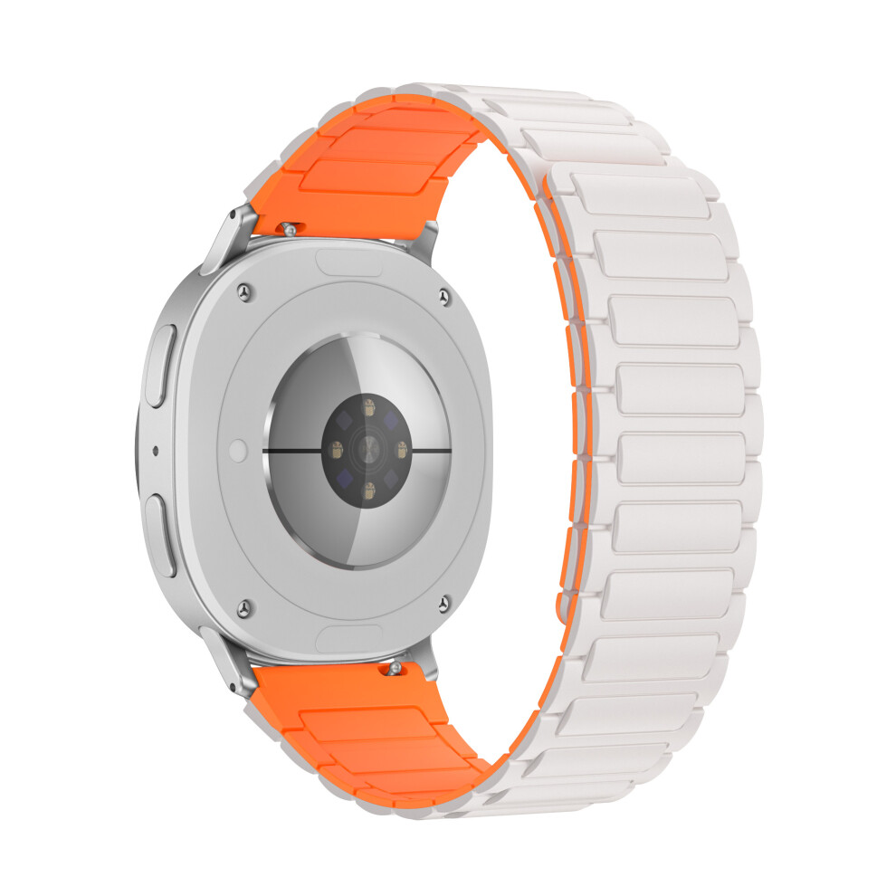 (Starlight / ) Silicone Strap For Samsung Galaxy Watch8 44Mm / 40Mm / Watch8 Classic 46Mm Magnetic Watch Band Orange 6914284809102