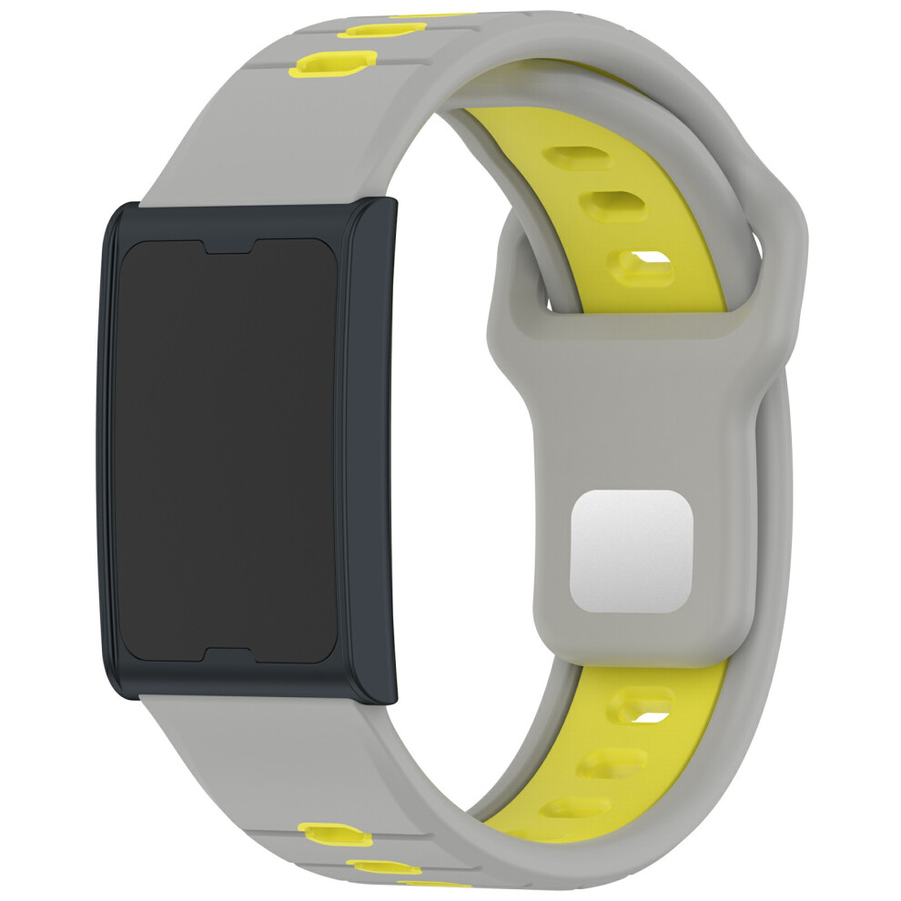 (+Yellow) For Huami Amazfit Helio Strap Dual Color Soft Silicone Watch Strap Adjustable Wristband Grey/Yellow 6914289928778