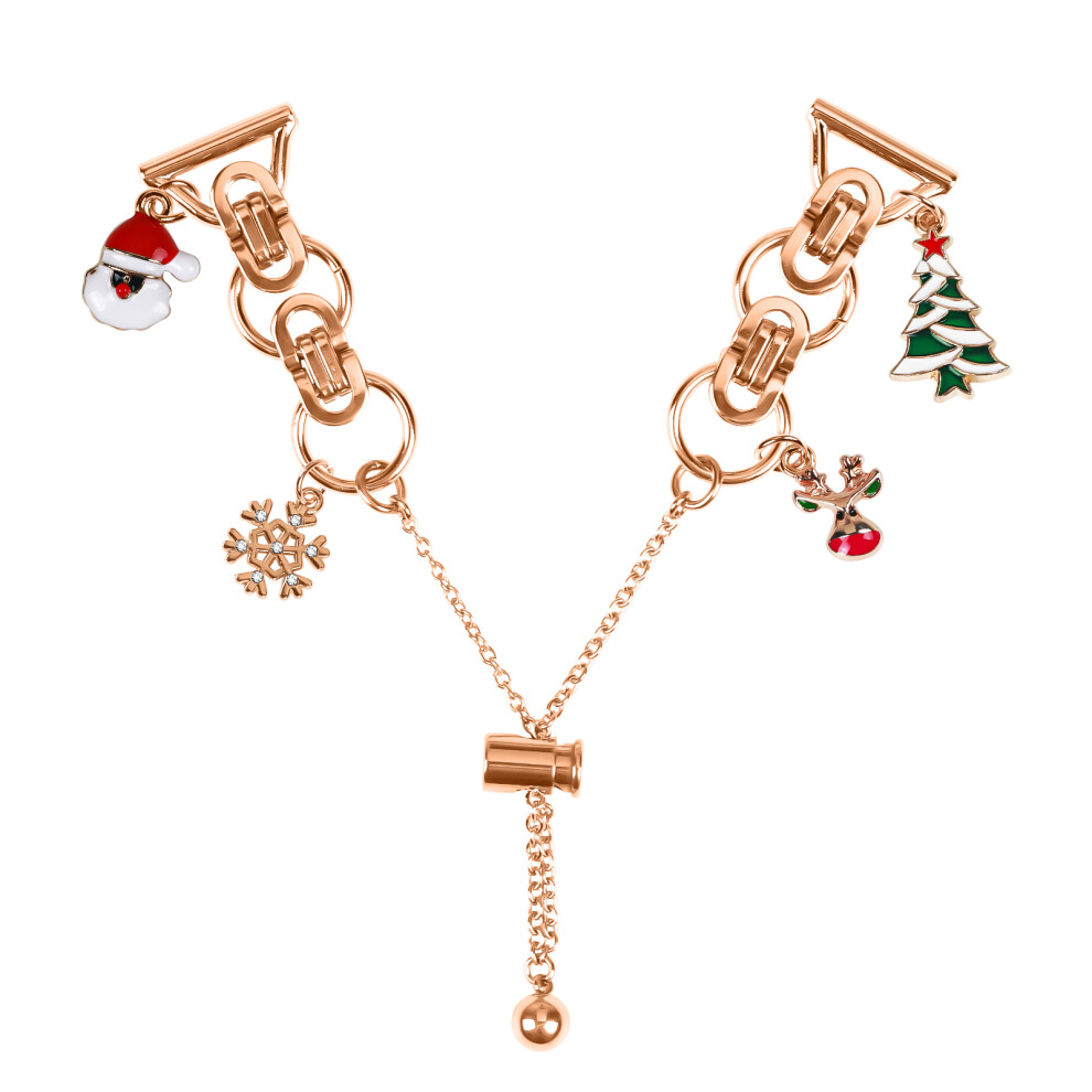 (Rose Gold / Xmas) For Garmin Forerunner 55 / Venu Electroplated Metal Alloy Band Single Loop Chain Bracelet Strap-image-OPC-PMCTPYB-NEW