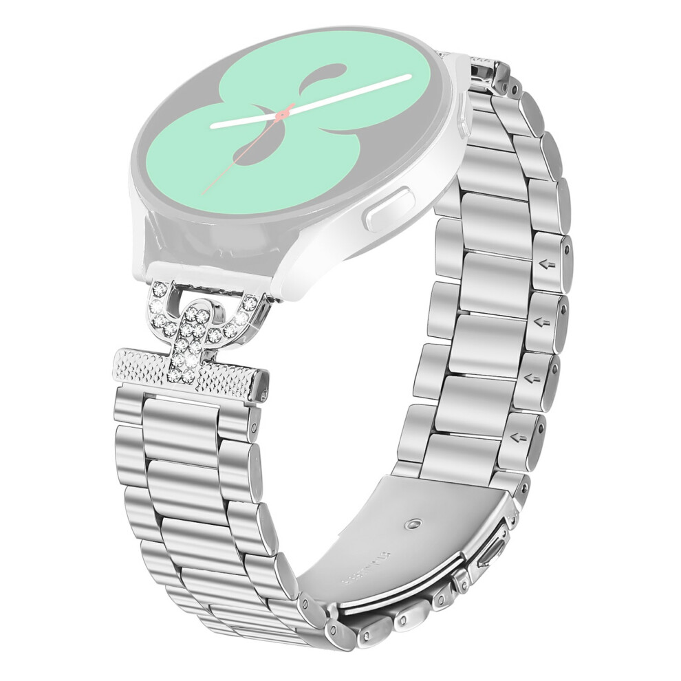 Watch Strap For Huami Amazfit Gts 2E Stainless Steel Band D-Shape Rhinestones Decor 3 Silver 6914285768224
