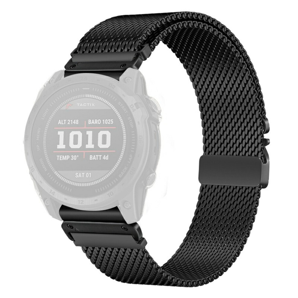 (Black) For Garmin Fenix 8 47Mm / E 47Mm Watch Strap 22Mm Milanese Titanium Alloy Parachute Clasp Band Black 6914280679747