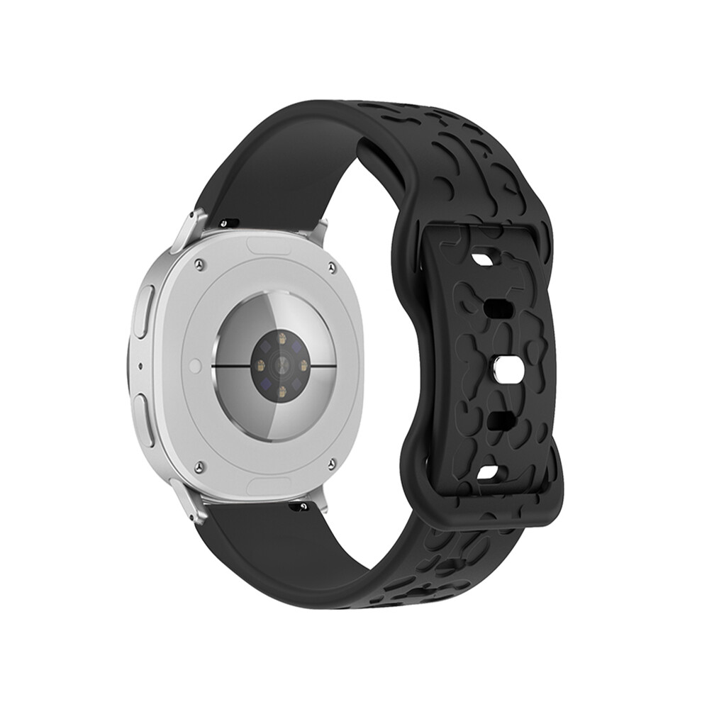 (Black) Silicone Strap For Samsung Galaxy Watch8 Classic 46Mm / Watch8 44Mm / 40Mm Leopard Texture Watch Band Black 6914285488931