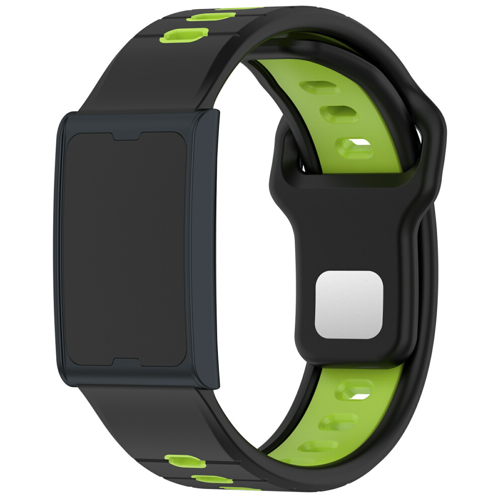 (+Green) For Huami Amazfit Helio Strap Dual Color Soft Silicone Watch Strap Adjustable Wristband Black/Green 6914286262394