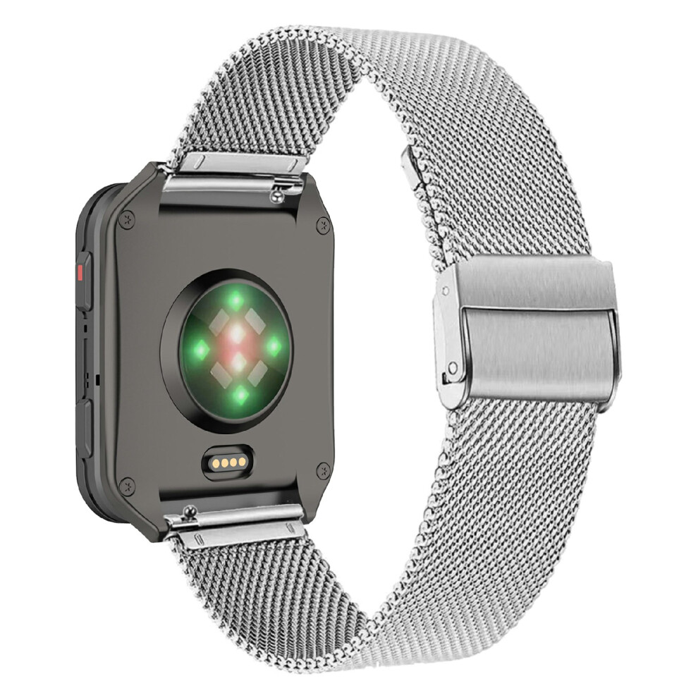 (Silver) For Garmin Venu X1 Watch Strap Milanese Stainless Steel Band With Buckle Silver 6914284242046