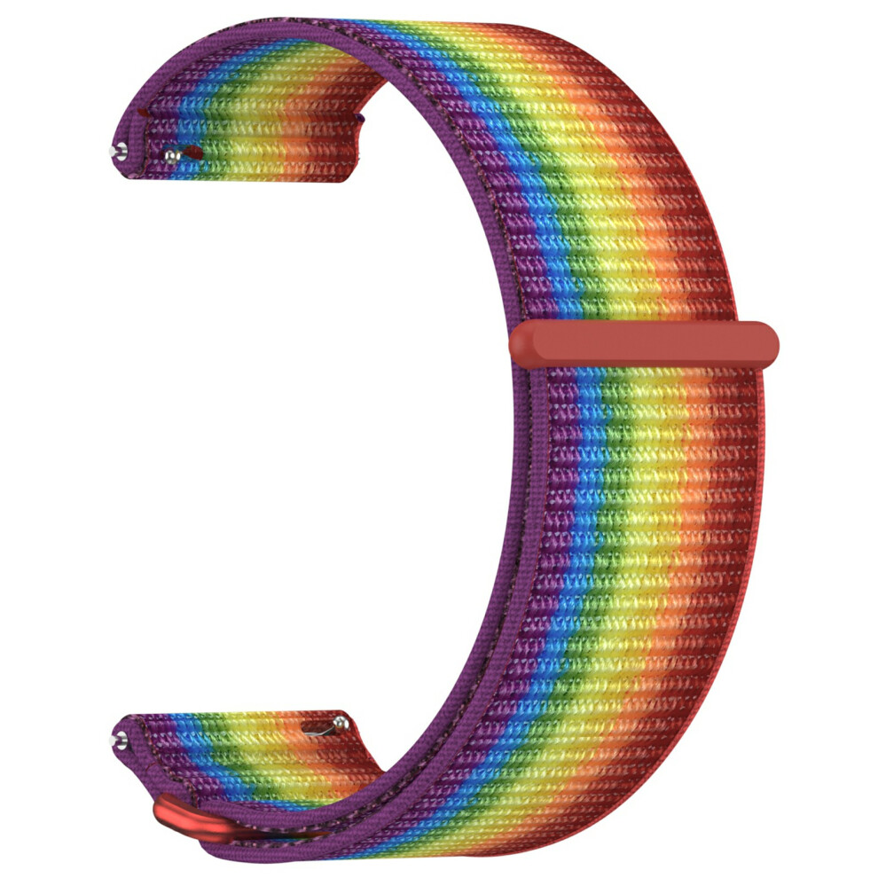 (Rainbow) For Garmin Venu X1 Wrist Strap Magic Tape Nylon Loop Watch Band With Metal Ring 6914289632613