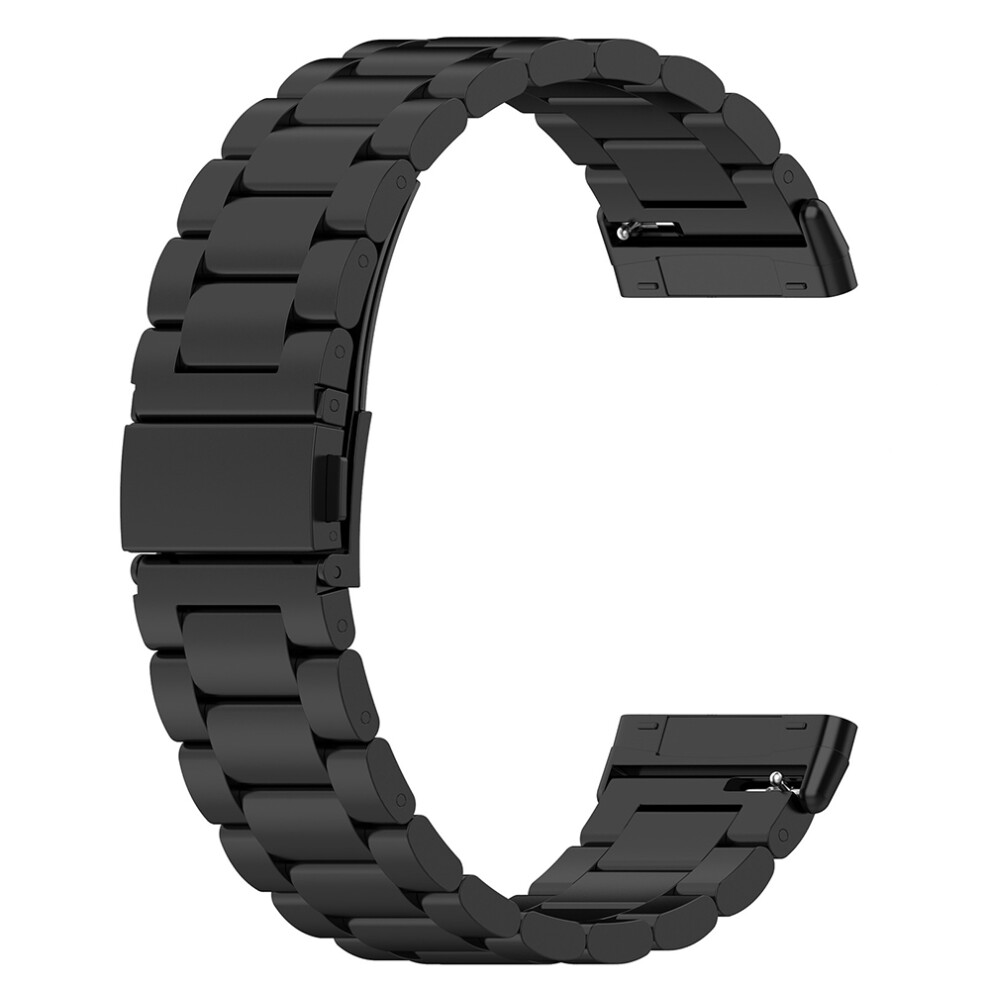 (Black) Watch Band For Fitbit Versa 4 / 3 / Sense 2 / Sense Titanium Alloy 3-Bead Wrist Strap Black 6914288237826