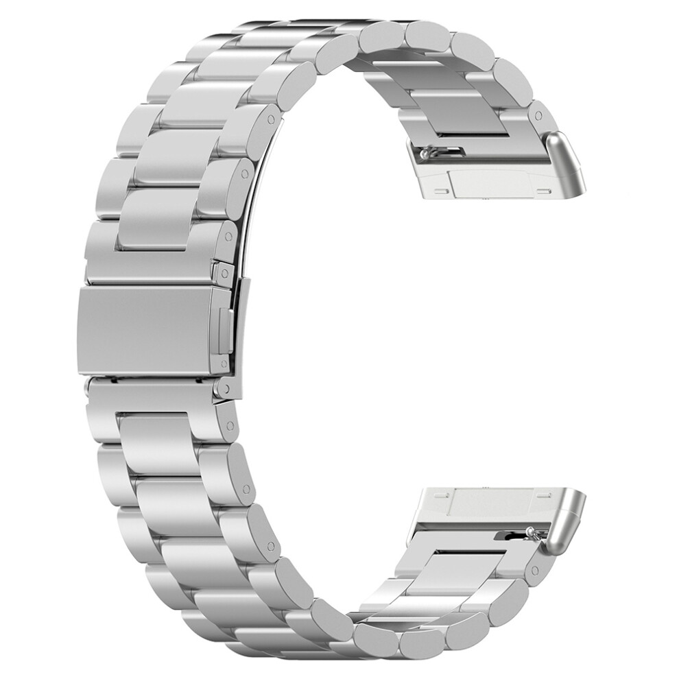 (Silver) Watch Band For Fitbit Versa 4 / 3 / Sense 2 / Sense Titanium Alloy 3-Bead Wrist Strap Silver 6914288069403