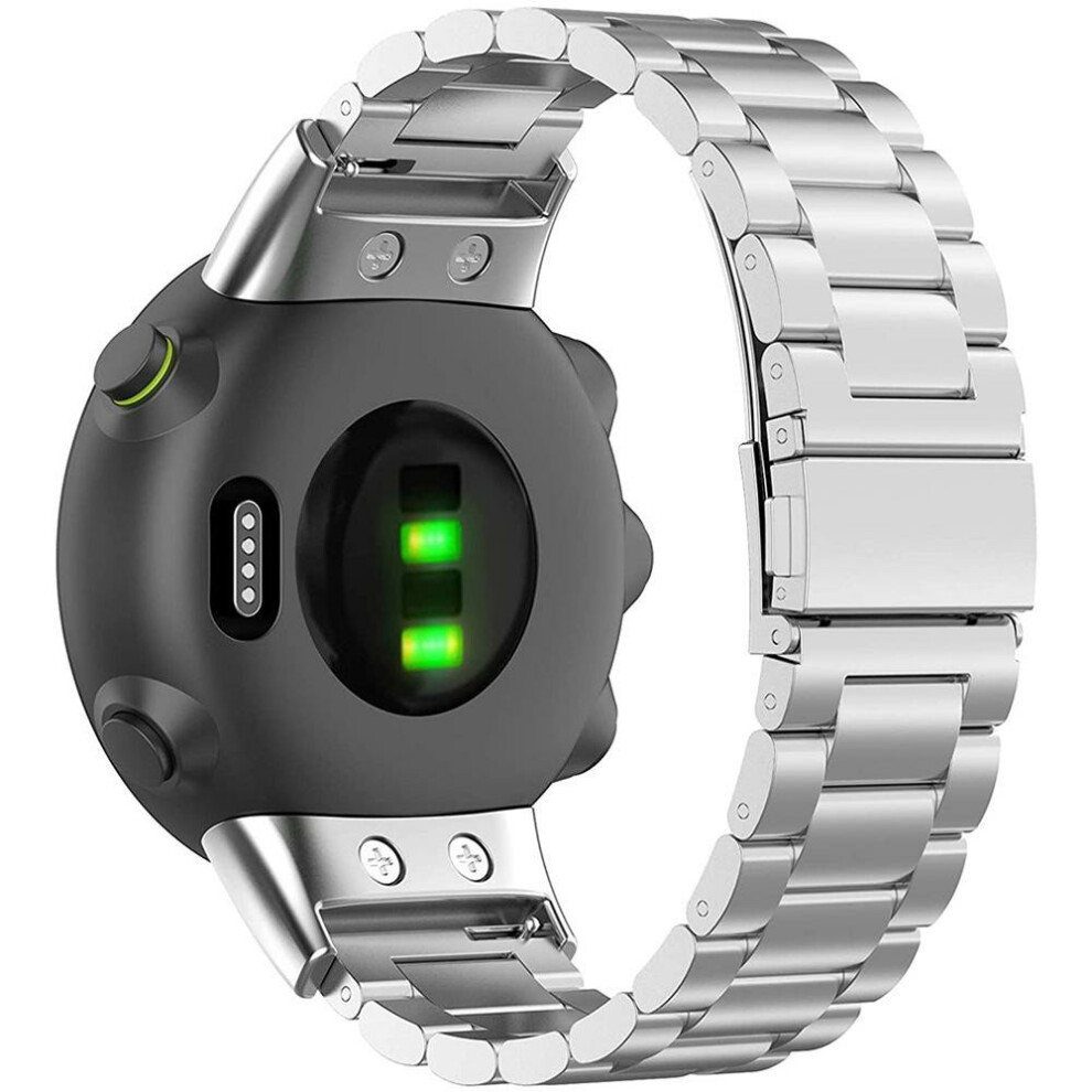 (Silver) Watch Band For Garmin Forerunner 45 / 45S / Swim 2 Titanium Alloy 3-Bead Wrist Strap Silver 6914287894686