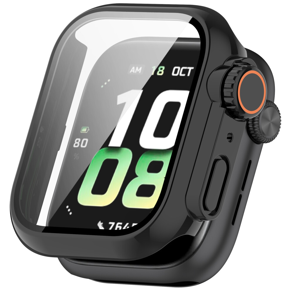 (Black) For Honor Watch 5 Case Hard Pc All-Around Watch Cover With Tempered Glass Film Black 6914284263041