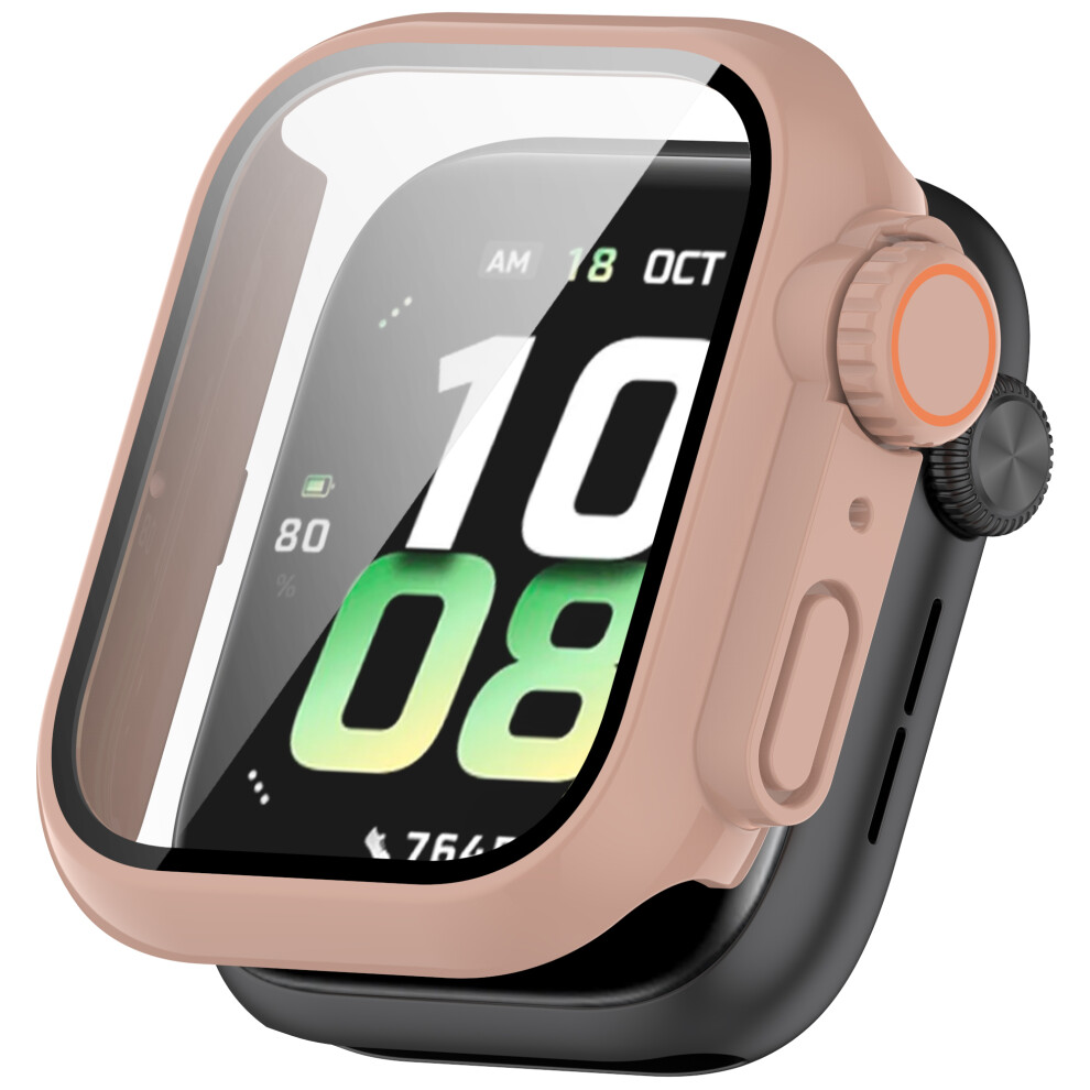 (Pink) For Honor Watch 5 Case Hard Pc All-Around Watch Cover With Tempered Glass Film Pink 6914285359484