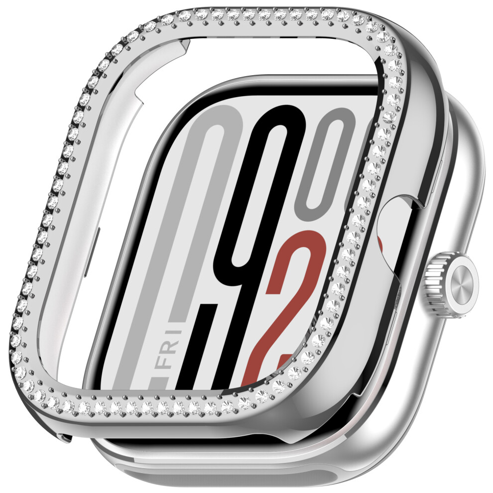 (Silver) Protective Case For Xiaomi Redmi Watch 5 / 5 Esim / 4 Hollow Design Smart Watch Pc Cover Rhinestone Decor Silver 6914282063704