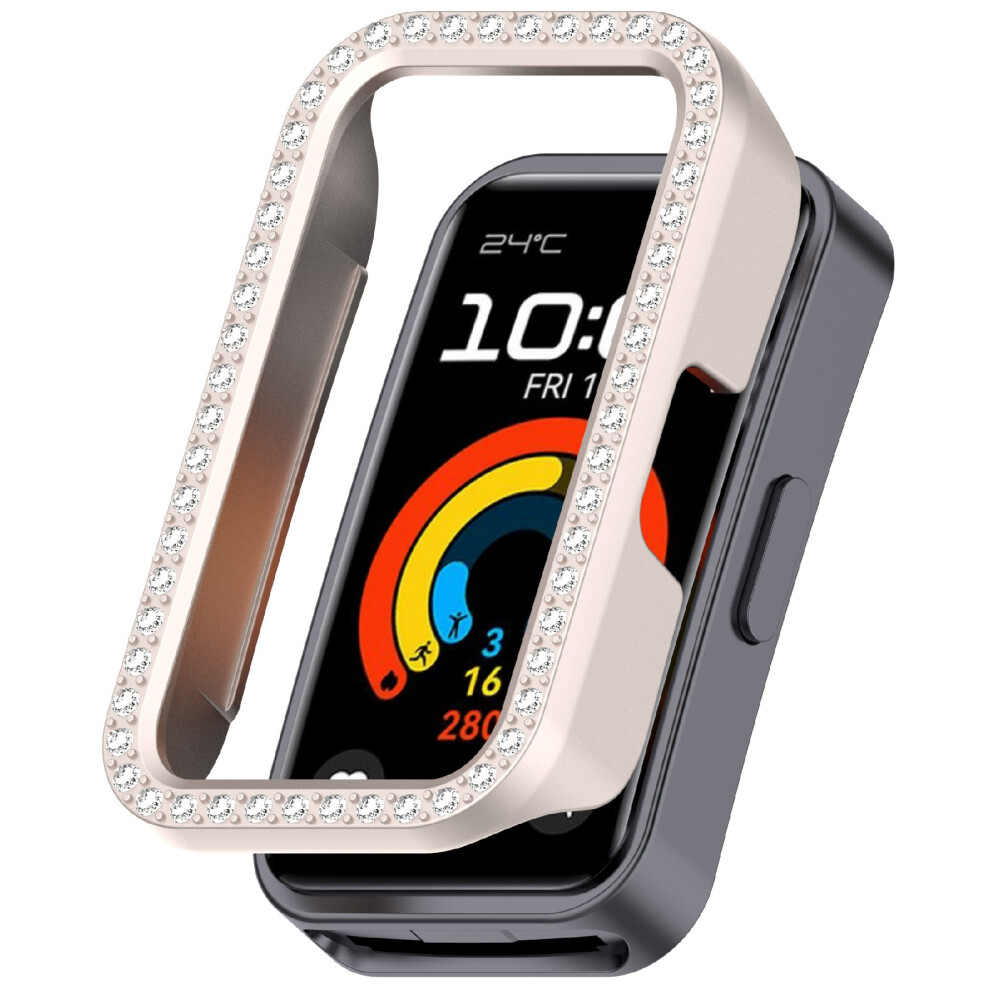(Starlight) Protective Case For Huawei Band 10 / 10 Nfc / 9 / 9 Nfc / 8 / 8 Nfc Hollow Design Rhinestone Decor Pc Watch Cover 6914284617486