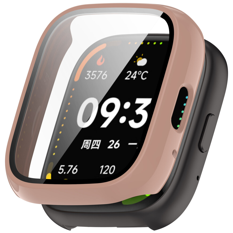 (Pink) For Lifesense Watch 3 Case Hard Pc All-Around Watch Cover With Tempered Glass Film Pink 6914286666994