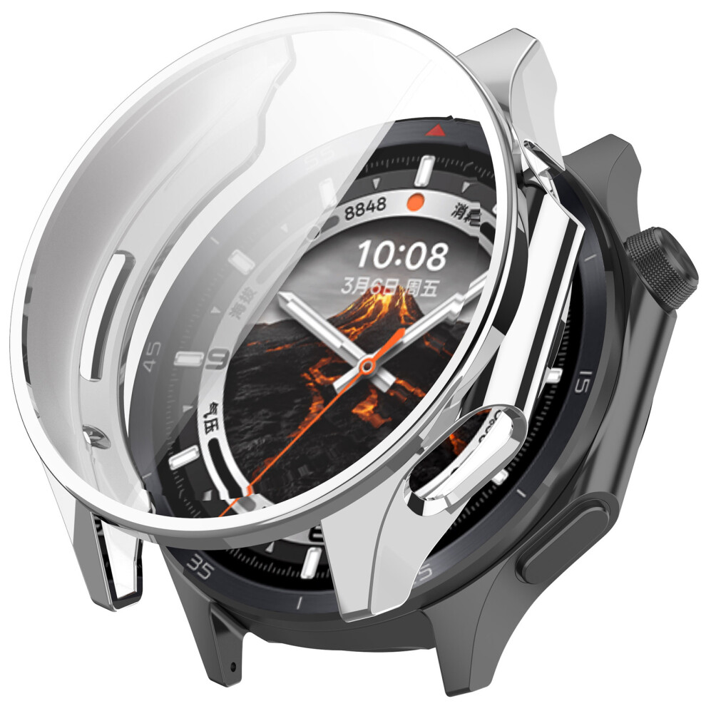 (Silver) For Oppo Watch X2 / Oneplus Watch 3 46Mm Electroplating Tpu Protective Cover Watch Case With Screen Film Silver 6914280391588