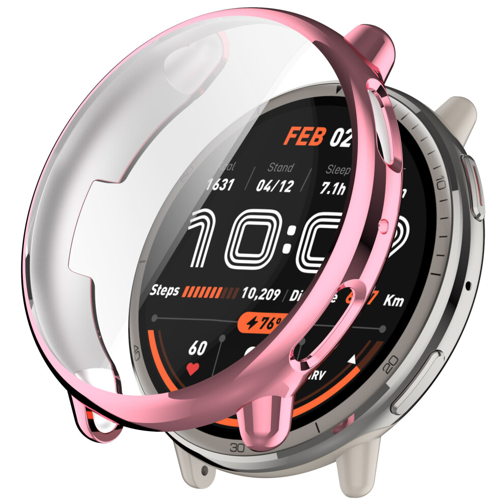 (Pink) For Huami Amazfit Active 2 (A2437) Watch Case Full Coverage Flexible Tpu Electroplating Cover Pink 6914280533674