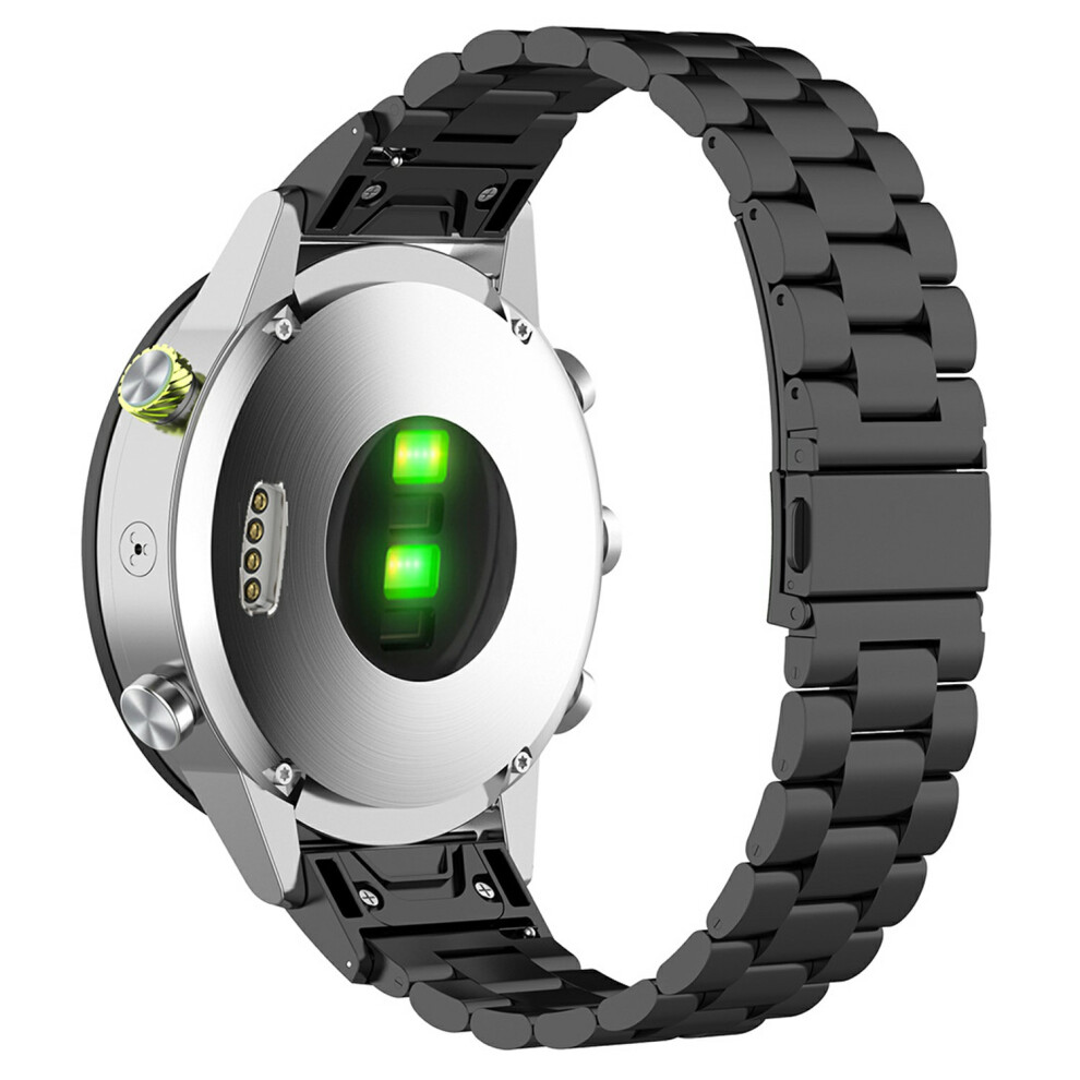 (Black) 20mm Watch Band with Connector for Garmin Fenix 8 43mm  /  Descent MK3 Titanium Alloy 3-Bead Wrist Strap-image-OPC-PMCTR5K-NEW