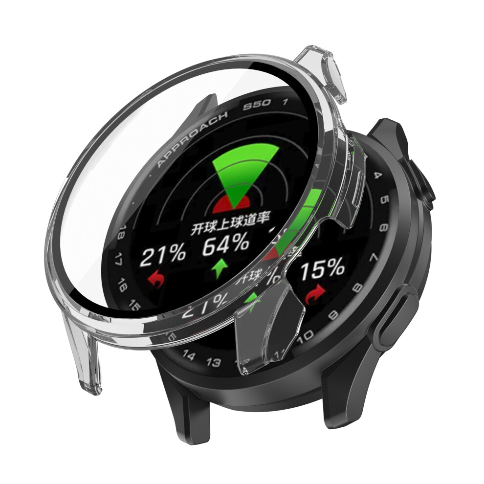 (Transparent) For Garmin Approach S50 Watch Case Pc Frame Cover With Tempered Glass Screen Film 6914289684377