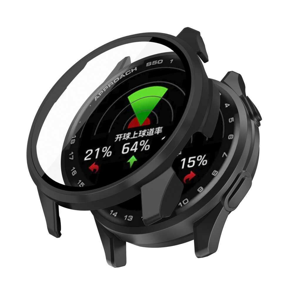 (Black) For Garmin Approach S50 Watch Case Pc Frame Cover With Tempered Glass Screen Film Black 6914282027003