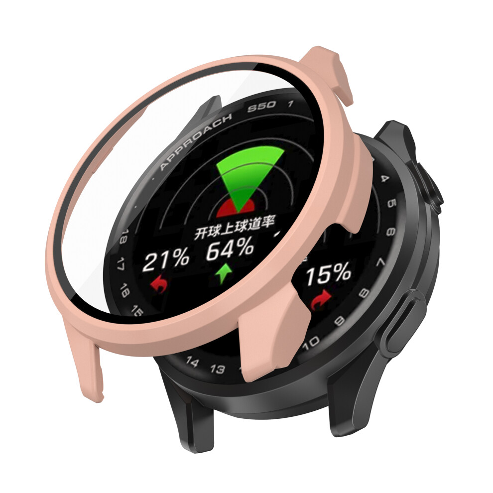 (Pink) For Garmin Approach S50 Watch Case Pc Frame Cover With Tempered Glass Screen Film Pink 6914287480971