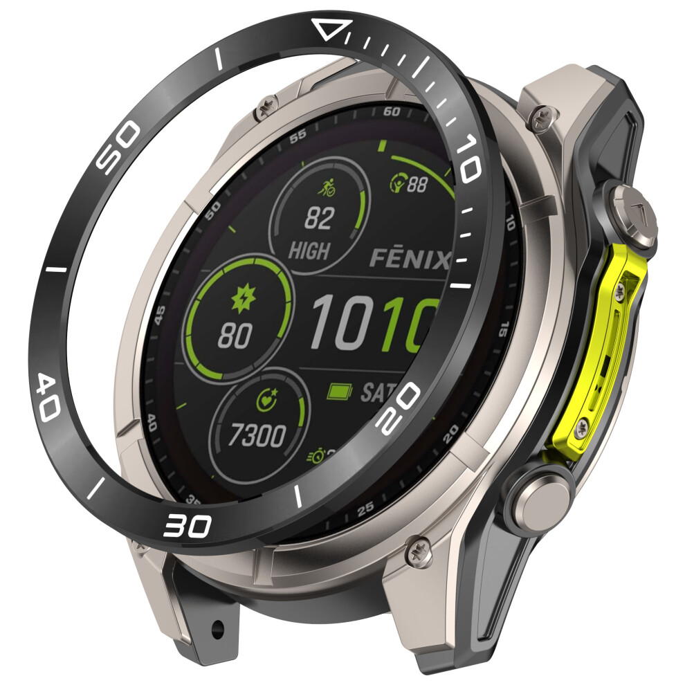 (+White) For Garmin Tactix 8 51Mm Amoled Version Stainless Steel Bezel Protection Scratch Resistant Ring Black/White 6914283821570