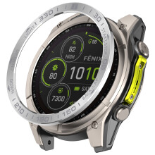 (Silver+Grey) For Garmin Fenix 8 51mm AMOLED Version Stainless Steel Bezel Scratch Resistant Protective Ring