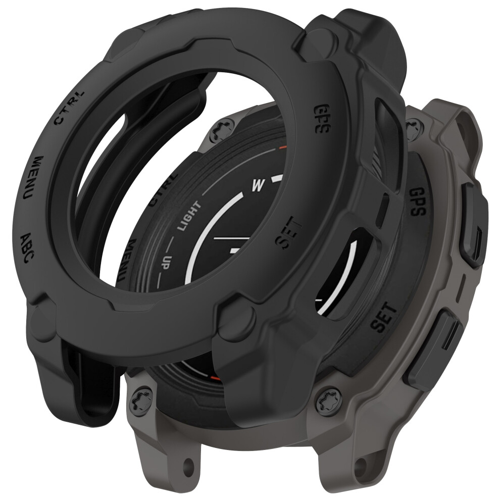 (Black) For Garmin Instinct E 40Mm Armor Watch Case Shockproof Tpu Rugged Protective Cover Black 6914288852876