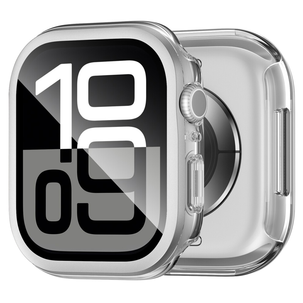 (Transparent Titanium) For Apple Watch Series 11 / 10 46Mm Hard Pc Iml Watch Case With Tempered Glass Screen Film 6914285534737