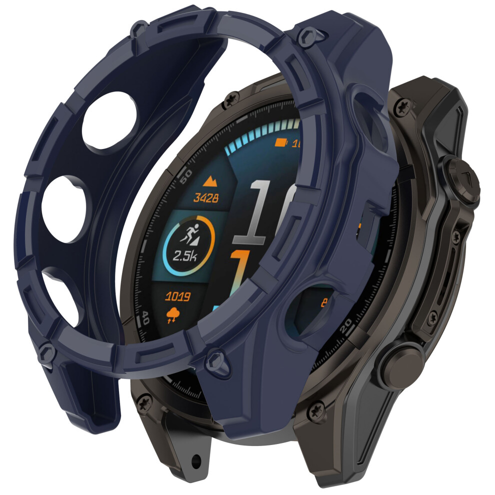 (Midnight ) For Garmin Tactix 8 47Mm Amoled Version Soft Tpu Watch Case Hollow Shockproof Bumper Frame Cover Blue 6914285737718