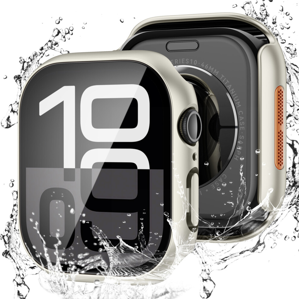 (Starlight) For Apple Watch Series 11 / 10 42Mm Waterproof Dustproof Pc Watch Case With Tempered Glass Film 6914285537820