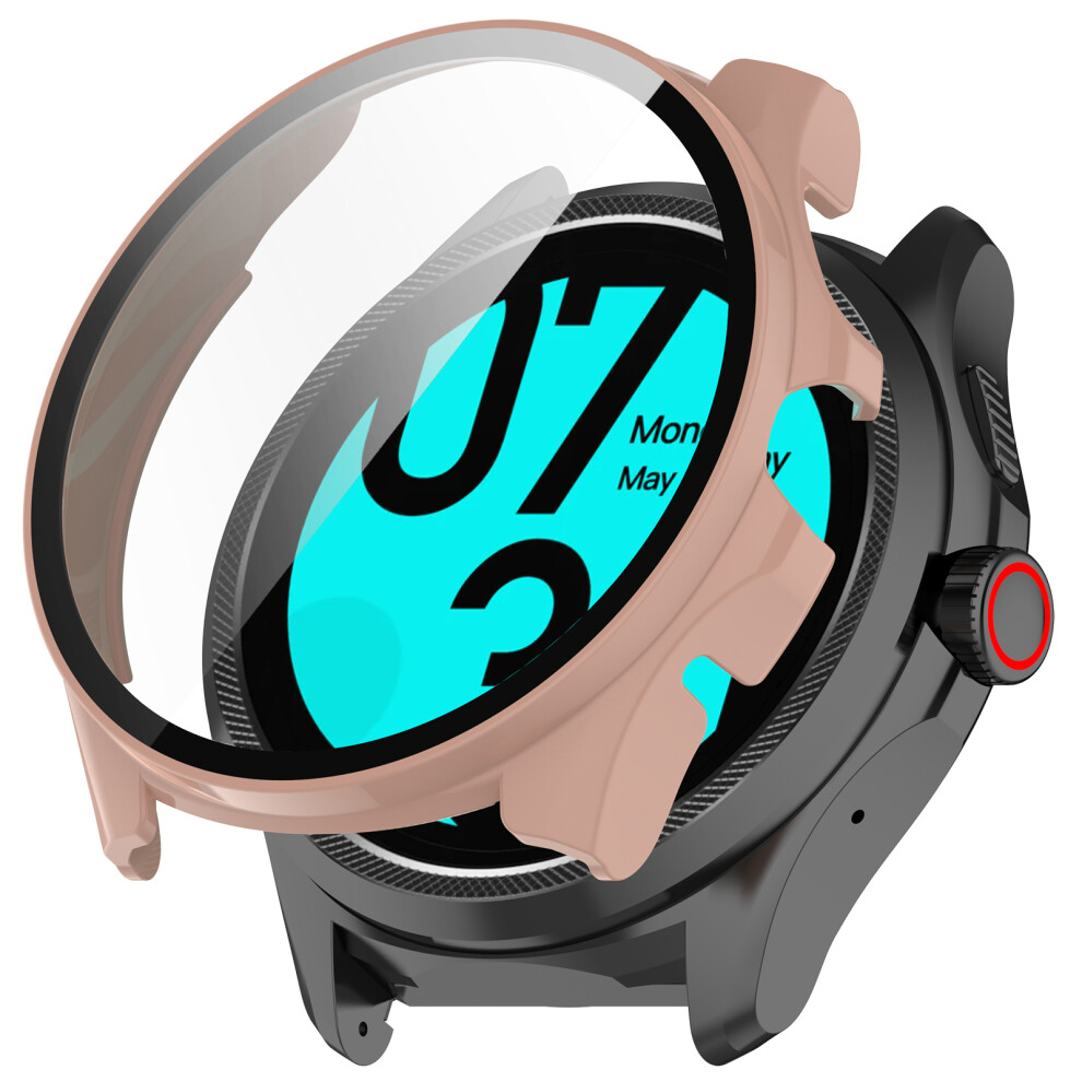 (Pink) For Ticwatch Pro 5 Enduro Hard Pc Case All Around Watch Cover With Tempered Glass Film Pink 6914285314292