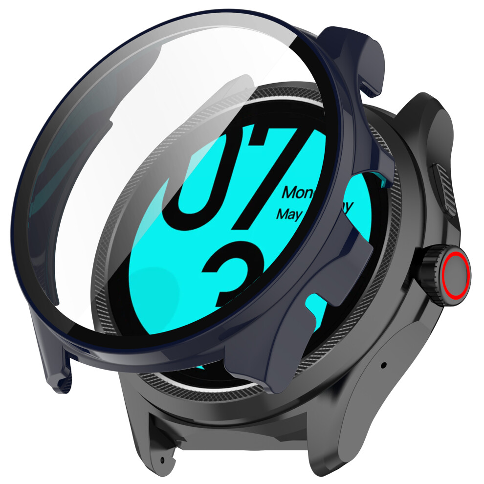 (Blue) For Ticwatch Pro 5 Enduro Hard Pc Case All Around Watch Cover With Tempered Glass Film Blue 6914280416458