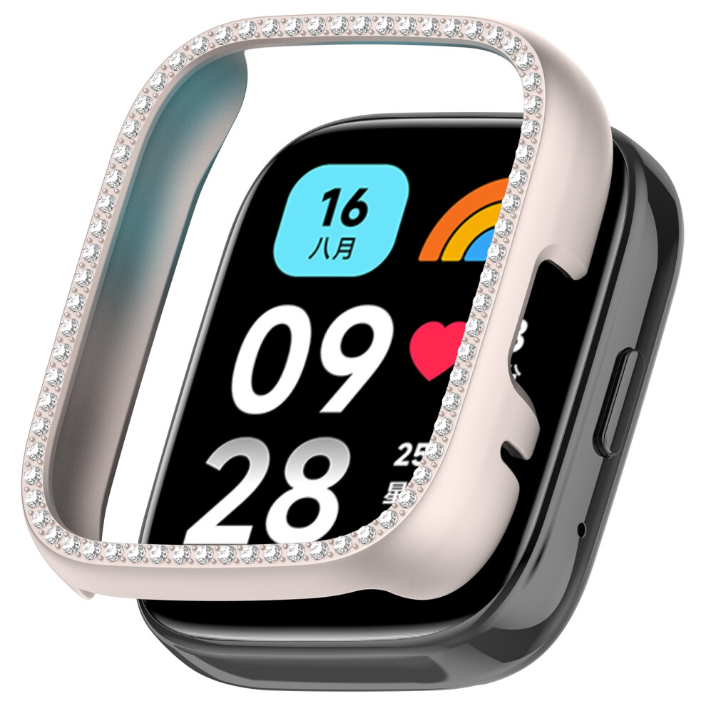 (Starlight) For Xiaomi Redmi Watch 3 Active / Watch 3 Lite Watch Case Rhinestone Decor Hollow Design Electroplating Pc Watch Cover 6914284283148
