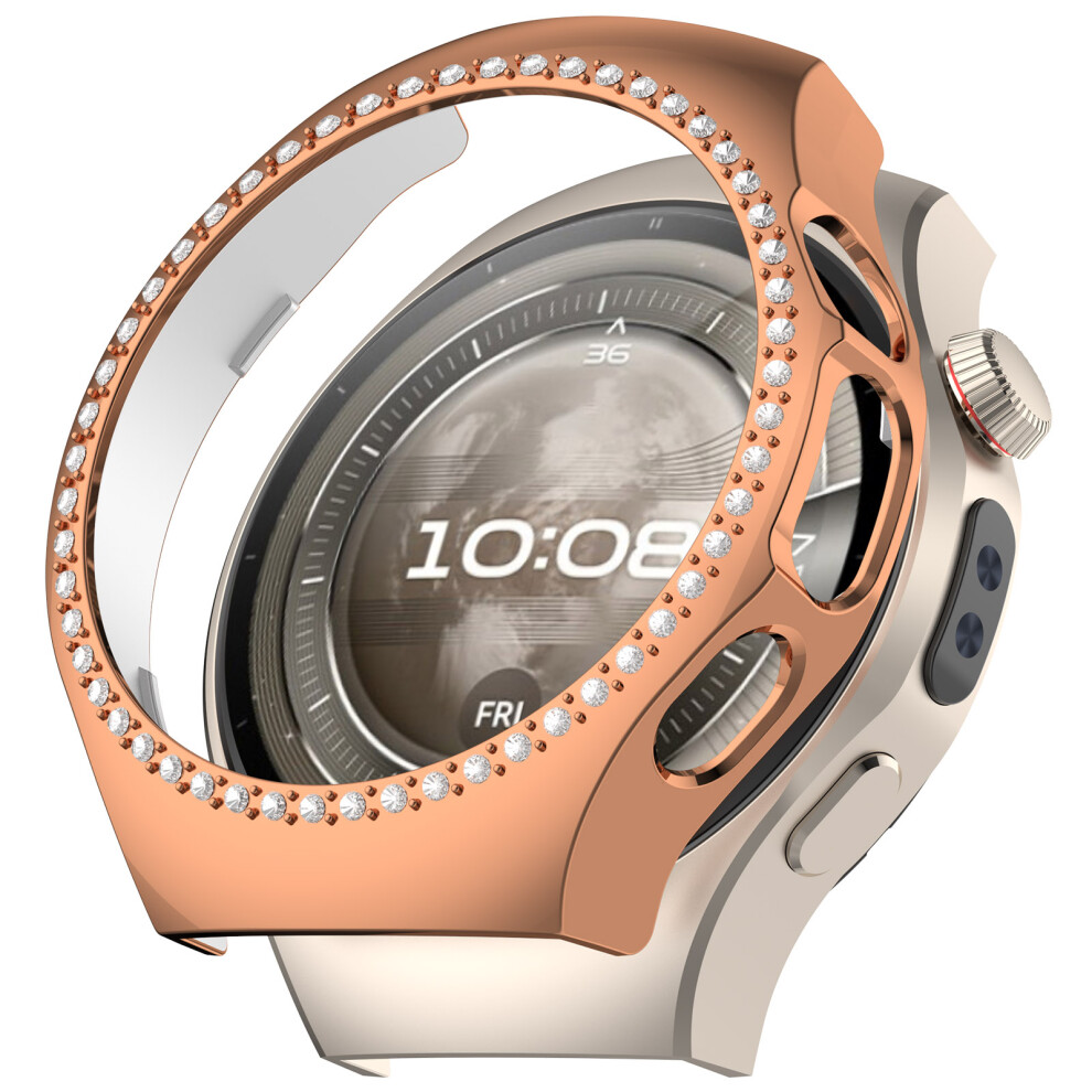 (Rose ) For Huawei Watch 5 46Mm Watch Case Rhinestone Decor Hollow Electroplating Pc Watch Cover Gold 6914289340563