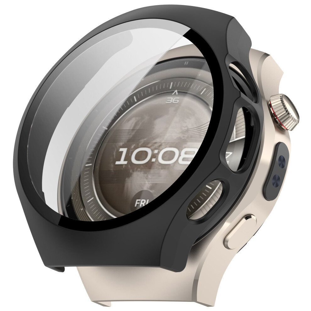(Matte ) For Huawei Watch 5 42Mm Watch Case Pc Frame Cover With Tempered Glass Screen Film Black 6914282480112