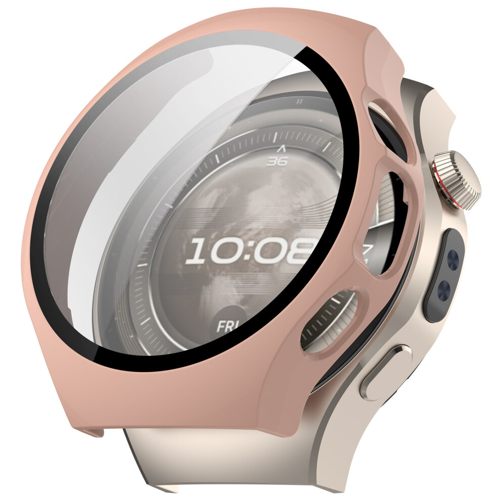 (Pink) For Huawei Watch 5 42Mm Watch Case Pc Frame Cover With Tempered Glass Screen Film Pink 6914280453774