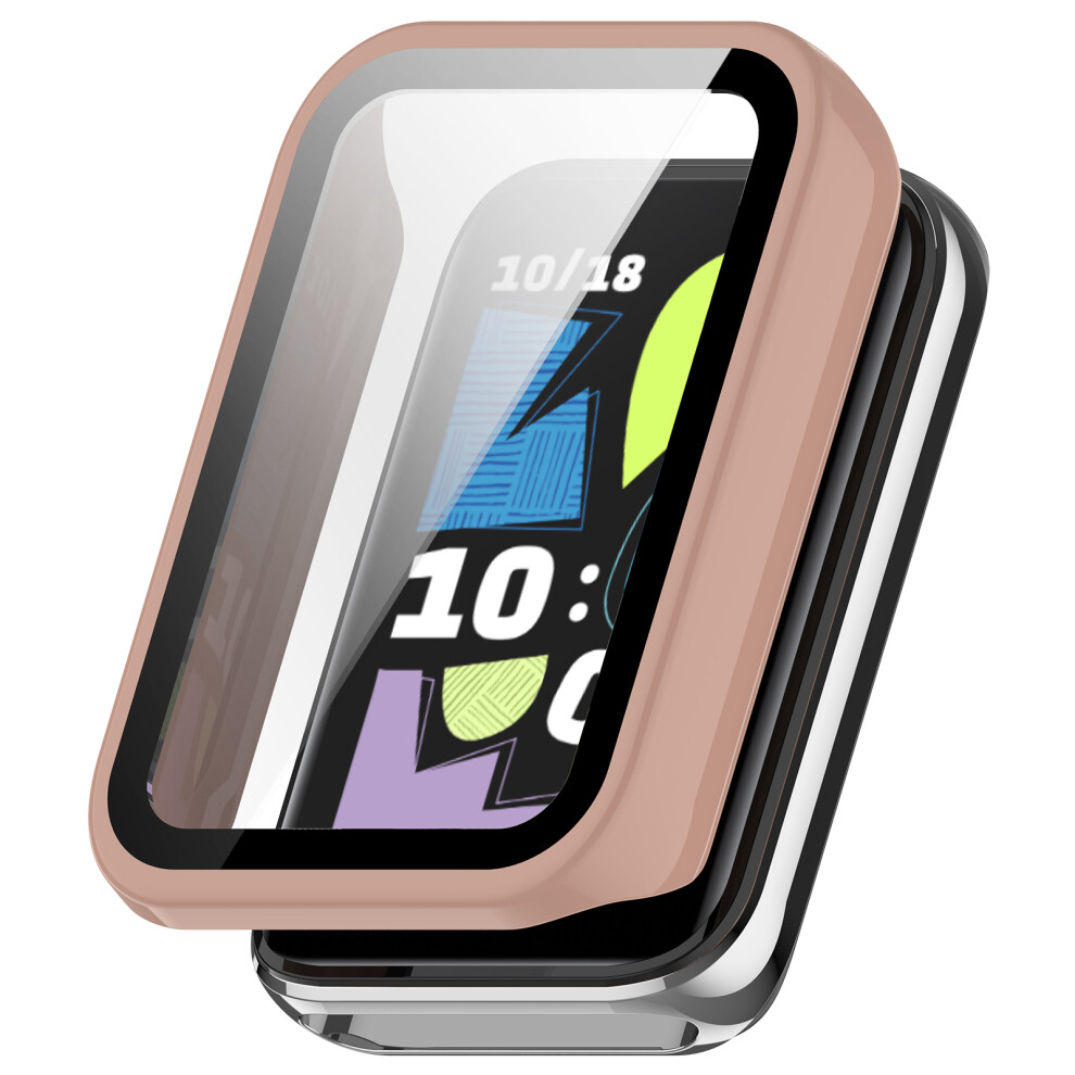 (Pink) For Honor Band 10 Watch Case Pc Frame Cover With Tempered Glass Screen Film Pink 6914281430095