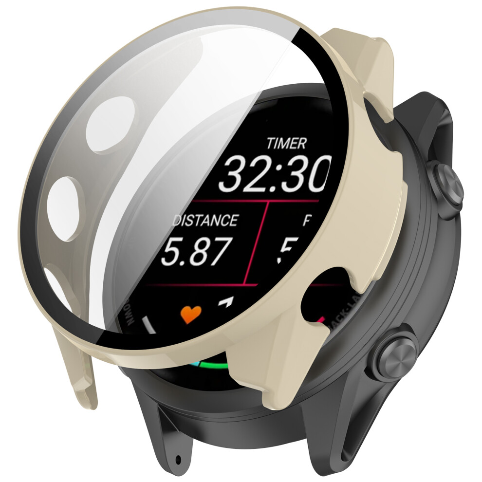 (White) For Garmin Forerunner 970 Watch Case Wanlonfeng Pc Frame Cover With Tempered Glass Screen Protector White 6914282652144