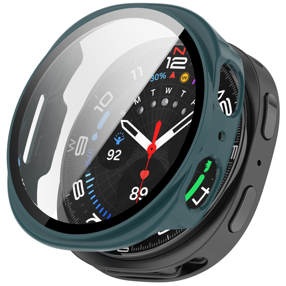 (Green) For Samsung Galaxy Watch8 44Mm Hard Pc Watch Protective Case With Tempered Glass Film Green 6914289700855