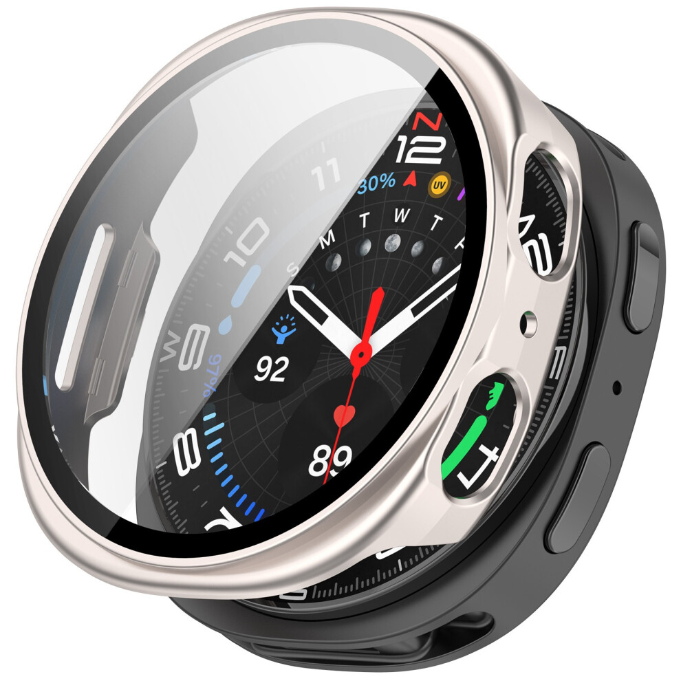 (Matte Starlight) For Samsung Galaxy Watch8 44Mm Hard Pc Watch Protective Case With Tempered Glass Film 6914280470979