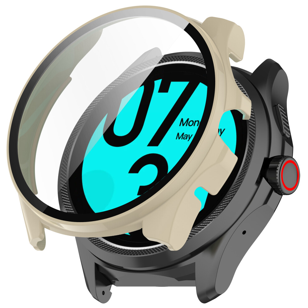 (Ivy ) For Ticwatch Pro 5 Enduro Watch Case Pc Frame Cover With Tempered Glass Screen Film White 6914282120674