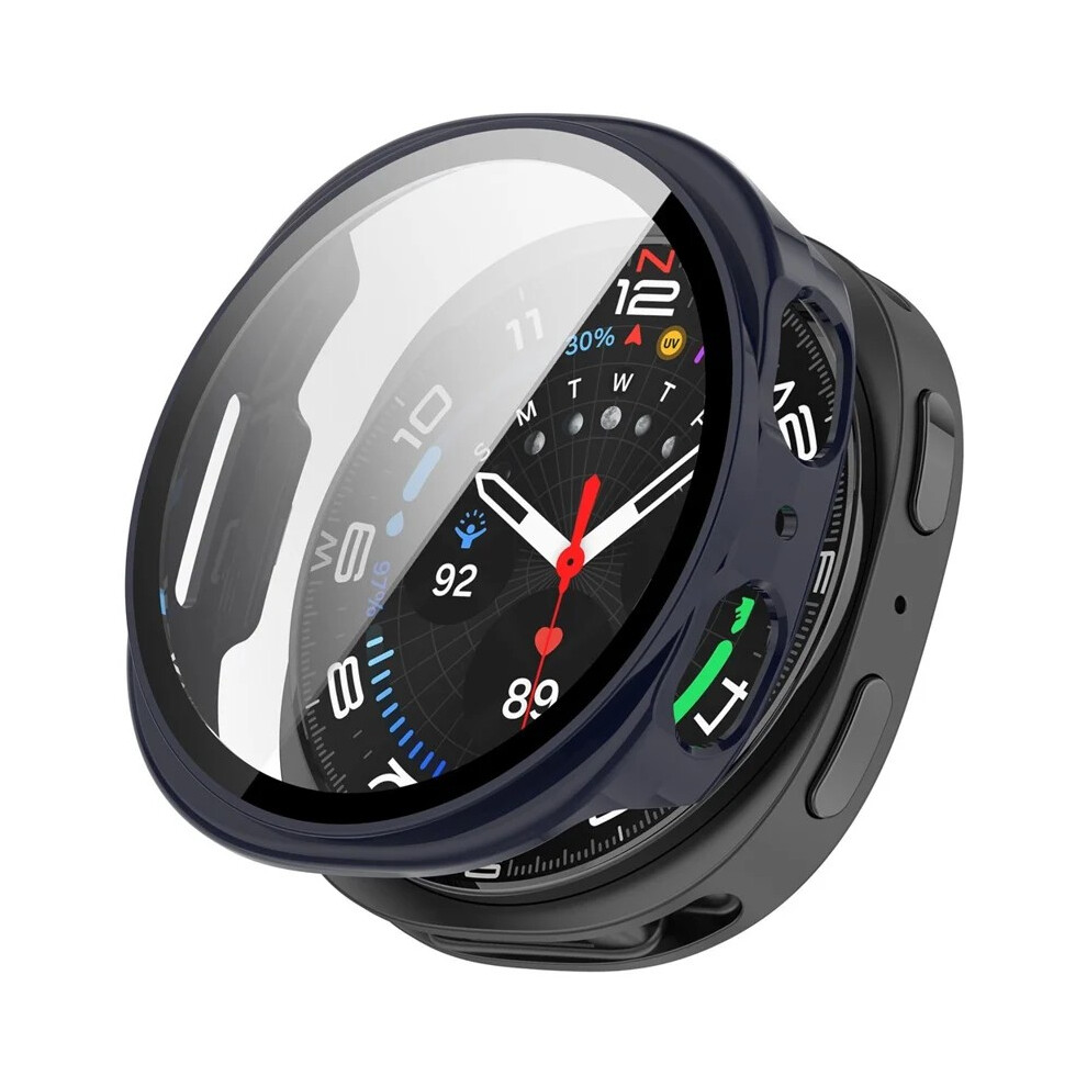 (Blue) For Samsung Galaxy Watch8 44Mm Watch Case Wanlonfeng Pc Frame Cover With Tempered Glass Screen Protector Blue 6914287591981