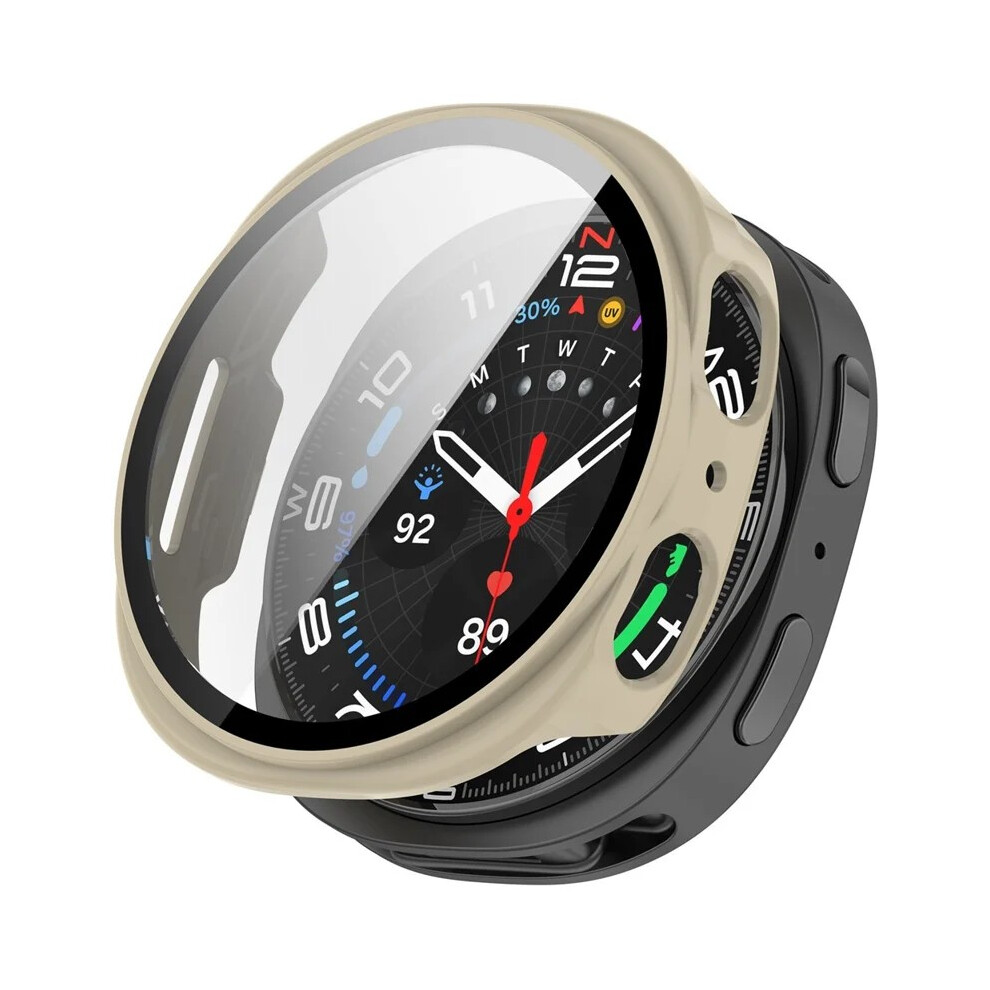 (White) For Samsung Galaxy Watch8 44Mm Watch Case Wanlonfeng Pc Frame Cover With Tempered Glass Screen Protector White 6914286632210