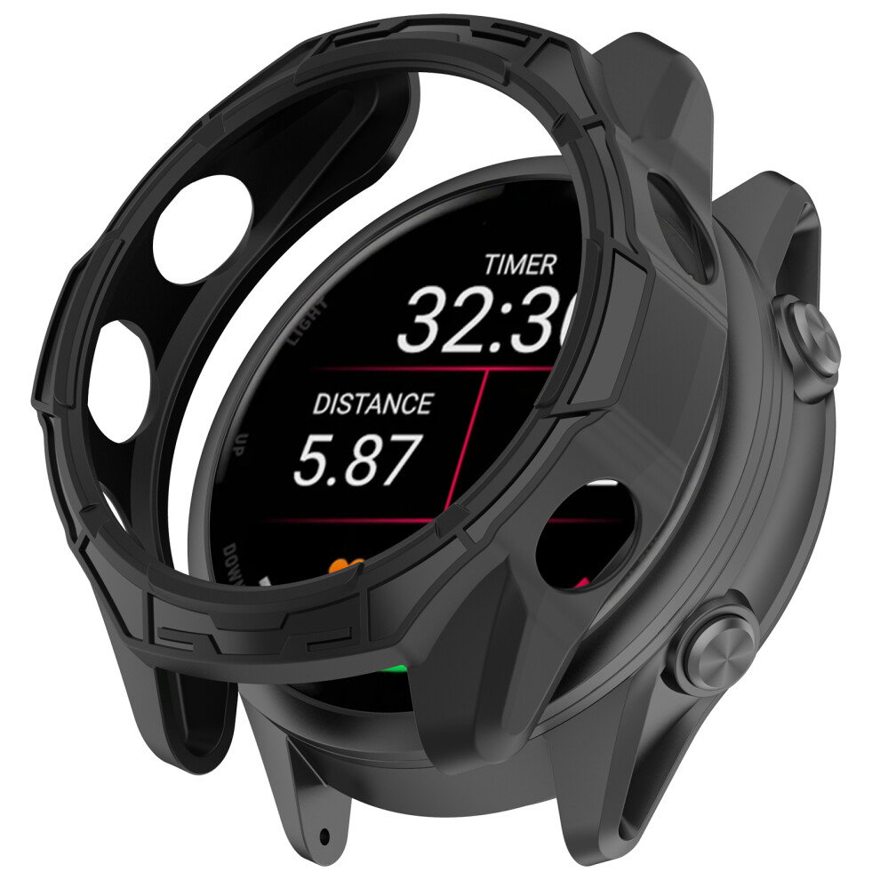 (Black) For Garmin Forerunner 570 47Mm Tpu Protective Case Hollow Design Shockproof Watch Cover Black 6914285642272