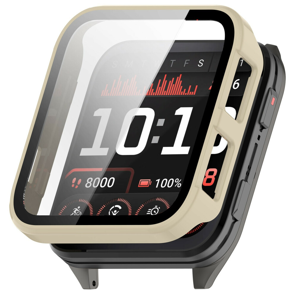 ( White) For Garmin Venu X1 Hard Pc Watch Protective Case With Tempered Glass Film Ivory/White 6914280499222