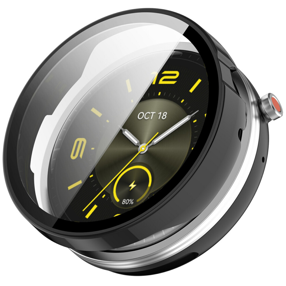(Black) For Honor Watch Fit Elegant Edition Watch Case Pc Frame Cover With Tempered Glass Screen Film Black 6914280788746