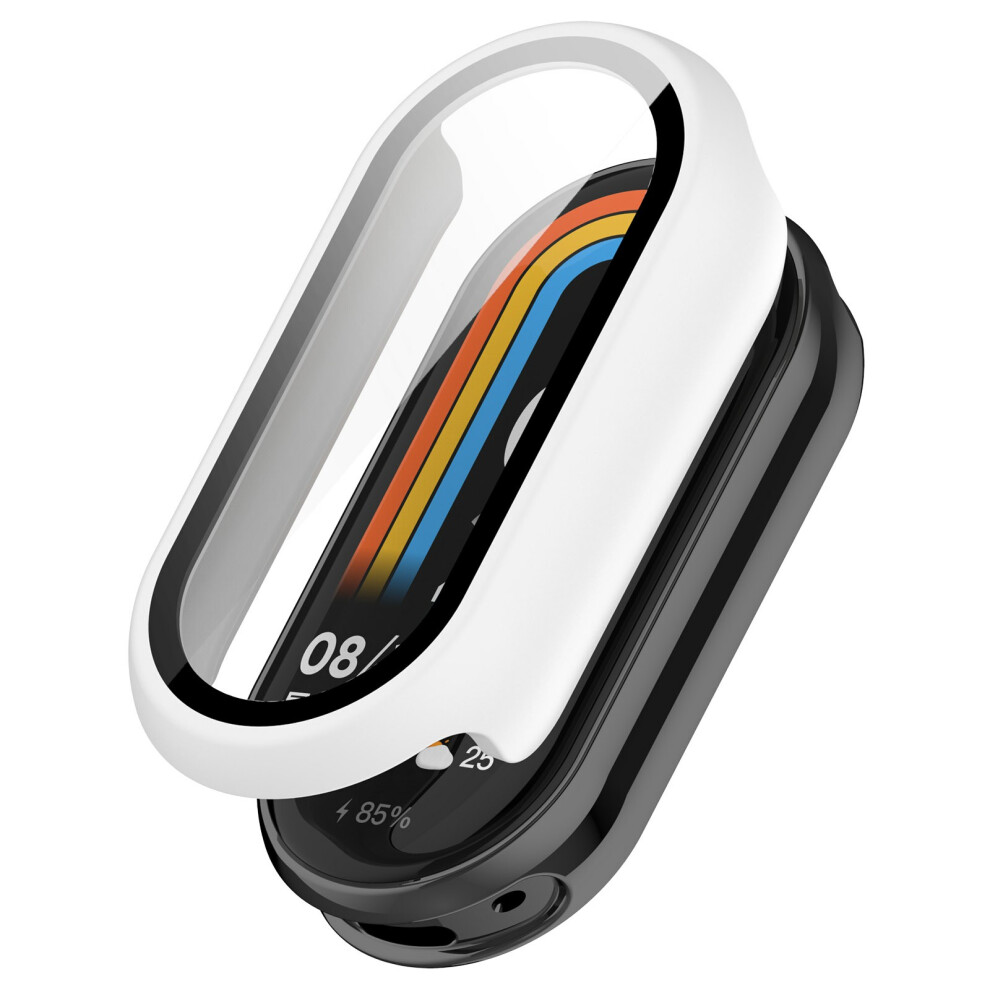 (White) For Xiaomi Smart Band 10 / 10 Nfc Watch Case Pc Frame Cover With Tempered Glass Screen Film White 6914288259866